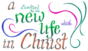 the words "a new life in Christ" written in green and orange