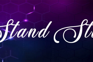 The words "Stand Still" written in white on a purple background